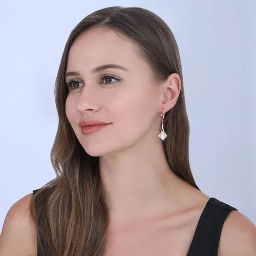 Vista 3 de SuiTable - Aretes colgantes para mujer, aretes colgantes de moda para mujer, aretes colgantes chapados en oro de 14 quilates, joyería antialérgica
