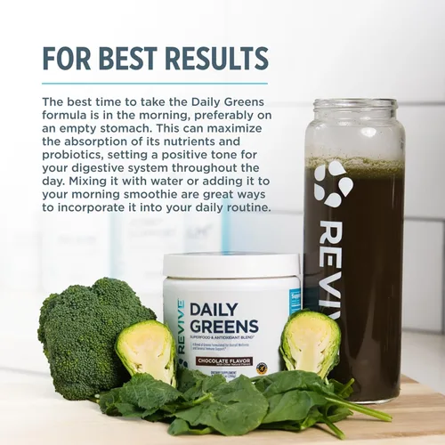 Vista 5 de Revive MD Daily Green Powder Superfood (chocolate) – Supergreens Polvo para apoyar los niveles de energía – Jugo verde que mejora la ingesta