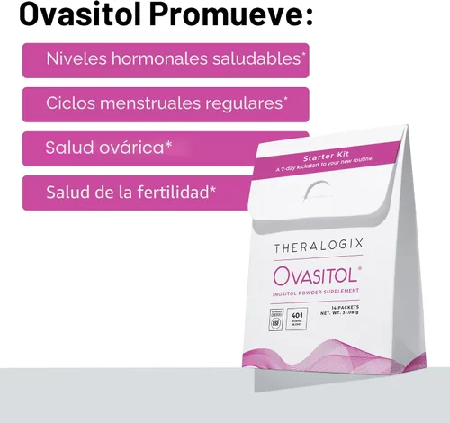 Vista 3 de Theralogix Ovasitol Inositol Powder - Kit de inicio de 7 días Suplemento de inositol premium para mujeres Proporción 40:1 mio y D-Chiro inositol