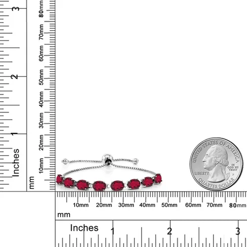 Vista 31 de Gem Stone King Pulsera de plata de ley 925 con piedra natal ovalada de 0.276 x 0.197 in para mujer, totalmente ajustable hasta 9 pulgadas