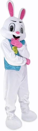 Vista 2 de Disfraz de conejo de Pascua para adultos, disfraz de conejo de Pascua de lujo para hombres y mujeres, traje de mascota de conejo de felpa