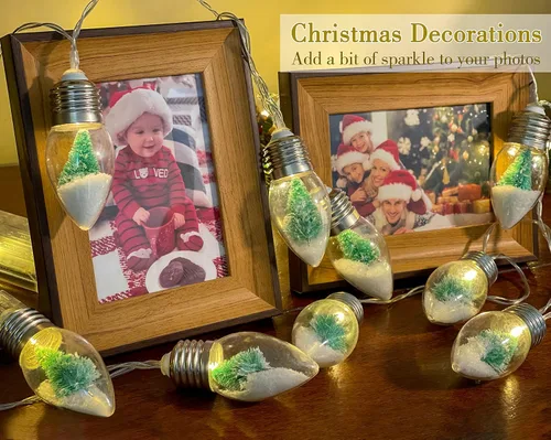 Vista 4 de VVolf Luces de Navidad que funcionan con pilas, luces de cadena de globos de nieve, luces de cadena de globos de nieve de Navidad para habitación