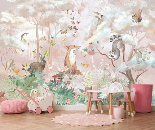 Vista 24 de Papel pintado de bosque tropical, palmera, mural de pared para dormitorio