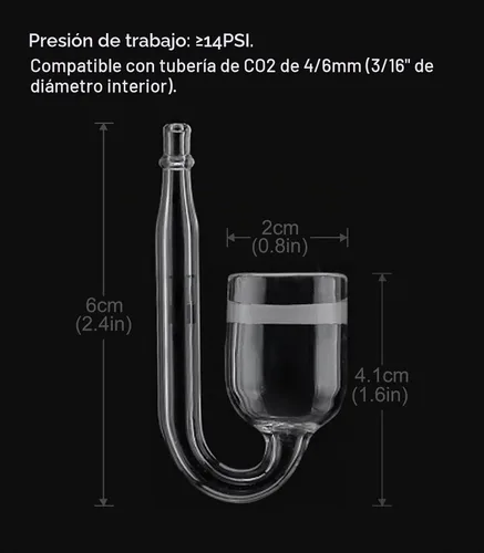 Vista 5 de Atomizador nano del difusor del CO2 del vidrio del acuario sin la versión común del tubo de U Versión común (y sin tubo U)