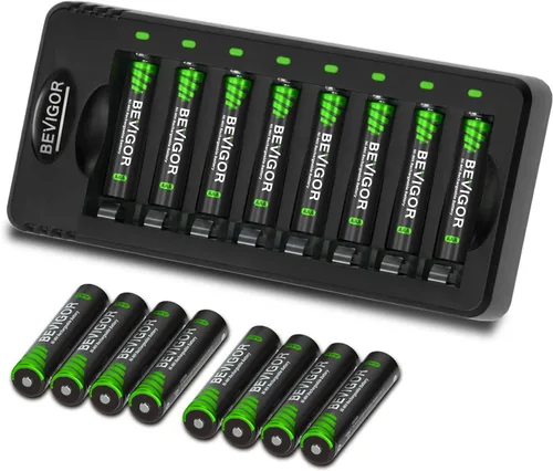 Vista 11 de BEVIGOR - Batería recargable NiMH AA AAA con cargador 8AA y 8AAA