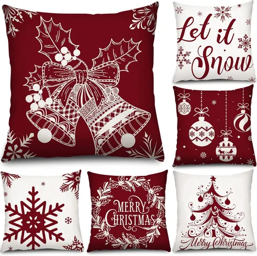 Vista 9 de Tatuo 6 fundas de almohada navideñas fundas de cojín decoración funda de almohada navideña decoración navideña funda de almohada decorativa
