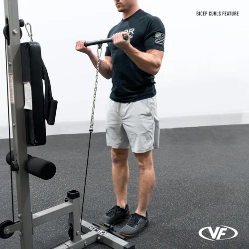 Vista 8 de Valor Fitness Máquina de cable de fila baja y desplegable LAT - Sistema de doble polea con carga de placa para entrenamiento de fuerza