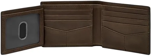 Vista 20 de Fossil Derrick - Cartera plegable de piel con bloqueo RFID y ventana de identificación abatible para hombre