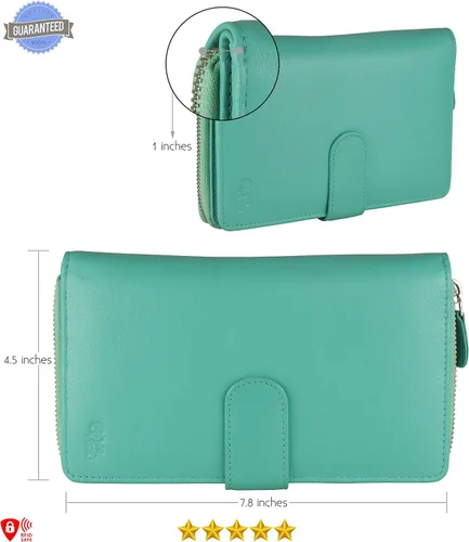 Vista 4 de Cartera grande de piel para mujer con bloqueo de identificación por radiofrecuencia
