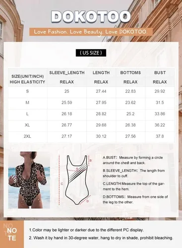 Vista 6 de Dokotoo Traje de baño de una pieza con estampado de leopardo de moda 2023 con cremallera frontal y manga larga para mujer