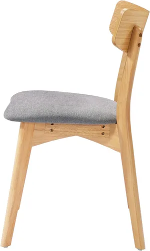 Vista 8 de Juego de 2 sillas de comedor, sillas de comedor modernas de mediados de siglo con respaldo curvo y patas de madera, marco tapizado en acabado nogal