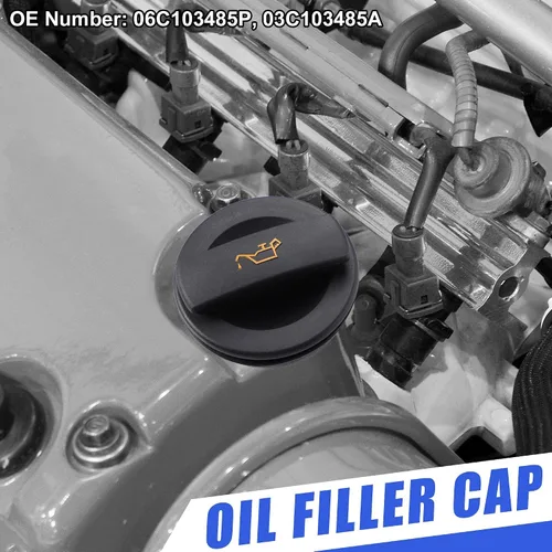 Vista 2 de X AUTOHAUX Tapa del depósito de combustible del motor, tapa de tapón de llenado de gasóleo, reemplazo 06C103485P 03C103485A para Volkswagen Golf