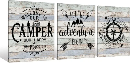 Vista 6 de Let The Adventure Begin - Lienzo decorativo para pared, enmarcado para sala de caravana, baño, decoración de remolques, 11 x 14 pulgadas, regalos