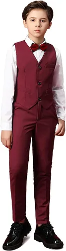 Vista 2 de Traje formal de esmoquin de boda para niños y adolescentes, conjunto de chaleco y pantalones