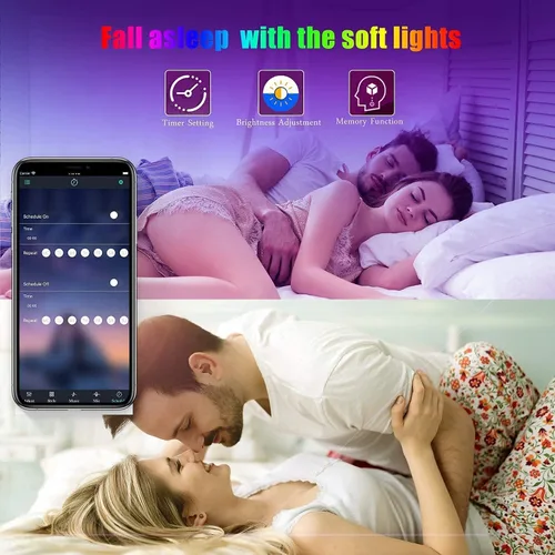 Vista 5 de Tenmiro Tira de luces LED de 32.8 pies, RGB LED inteligente con sincronización de música que cambia de color, tiras de luces LED con control remoto