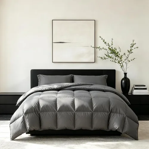 Vista 15 de Edredón de fibra de plumas tamaño Queen, edredón transpirable ultra suave de alta calidad, relleno de edredón gris eléctrico, edredón de lujo