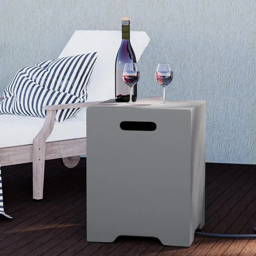 Vista 4 de HOMPUS - Mesa con cubierta para tanque de propano de 16 pulgadas para mesa de fuego, cubierta para tanque de gas de 20 libras, mesa de parrilla