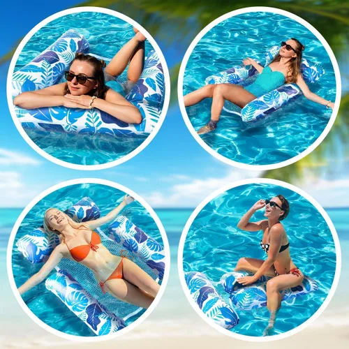 Vista 7 de 2 paquetes de flotadores inflables para piscina para adultos, sillas flotantes 4 en 1, accesorios inflables para piscina, fideos, juguetes