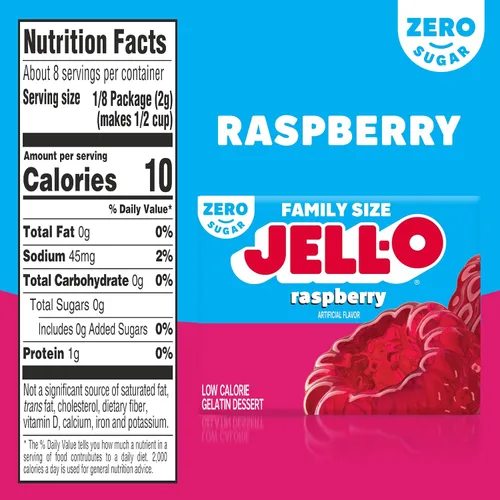 Vista 4 de Jell-O Gelatina sin azúcar de frambuesa, 0.6 onzas (paquete de 24)