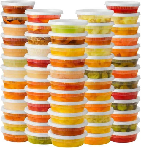 Vista 11 de [8oz-20 juegos de recipientes de plástico con tapas, recipientes transparentes sin BPA con tapas herméticas, almacenamiento de alimentos resistente