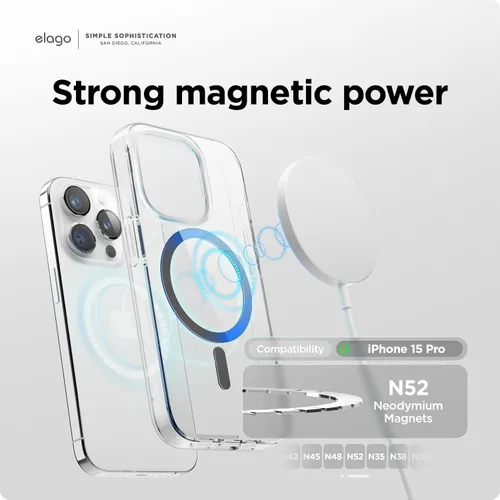 Vista 2 de elago Funda magnética híbrida transparente compatible con iPhone 15 Pro, compatible con MagSafe, 6.1 pulgadas, protección contra caídas de grado