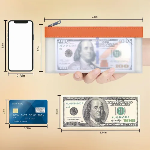 Vista 2 de Sobres transparentes para dinero en efectivo, bolsa de 7.6 x 3.7 pulgadas 4