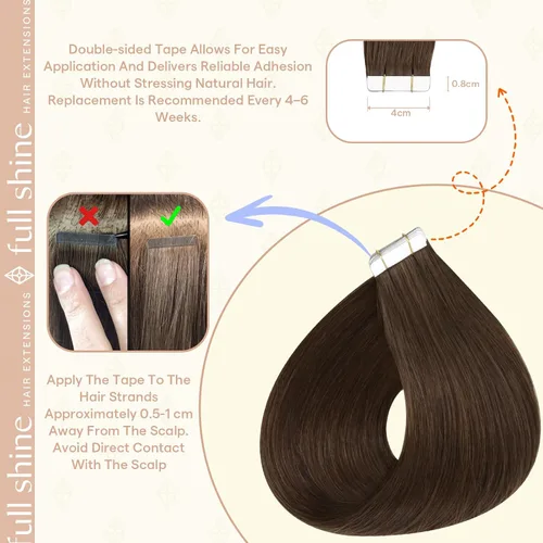 Vista 134 de Full Shine - Extensiones de cabello humano con cinta, mezcla de rubio hongo # 8 castaño ceniza resaltado 60 rubio ceniza