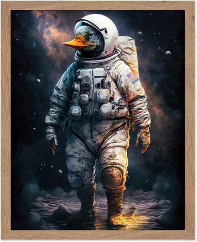 Vista 17 de Poster Master Póster vintage de animales – Impresión retro divertida – Regalo para artista, amigo – Oso Grizzly en traje espacial, astronauta, luna
