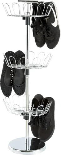 Vista 3 de Lavish Home Organizador giratorio para zapatos, organizador de almacenamiento de zapatos de 3 niveles con capacidad para 18 pares, carrusel vertical