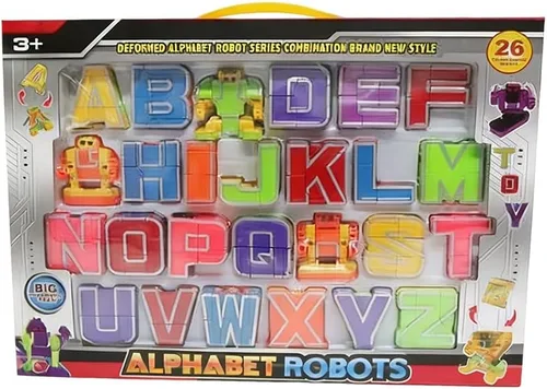Vista 7 de 26 letras de robot del alfabeto de 2 pulgadas, letras Alpha Bots, alfabetos transformables para aprender para premios de carnaval, recompensas