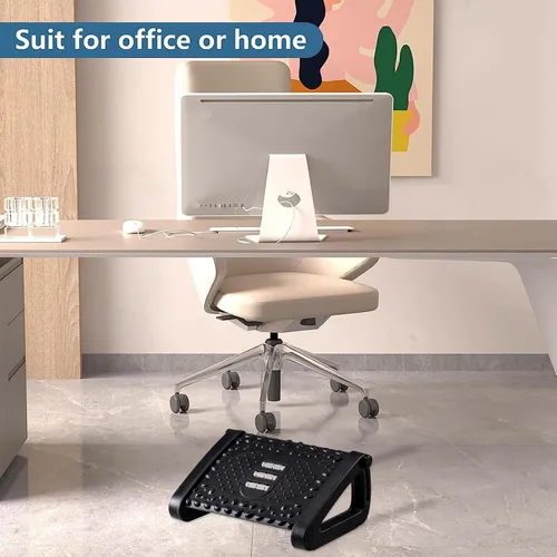 Vista 4 de Reposapiés, reposapiés para debajo del escritorio, taburete ergonómico de lactancia con ruedas, alivia la presión para relajación de pies y masaje