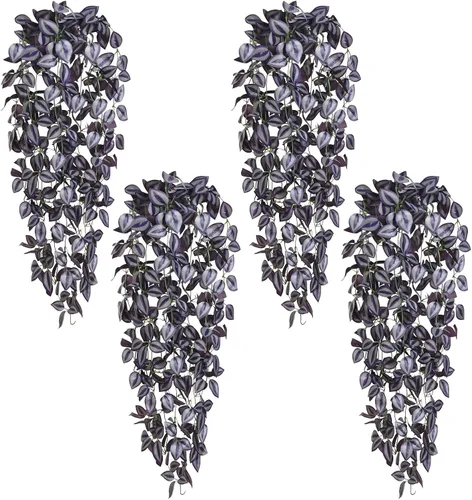 Vista 25 de BLEUM CADE Plantas colgantes falsas, 2pcs plantas colgantes artificiales en maceta, enredaderas de mandala falsas, plantas colgantes vegetación