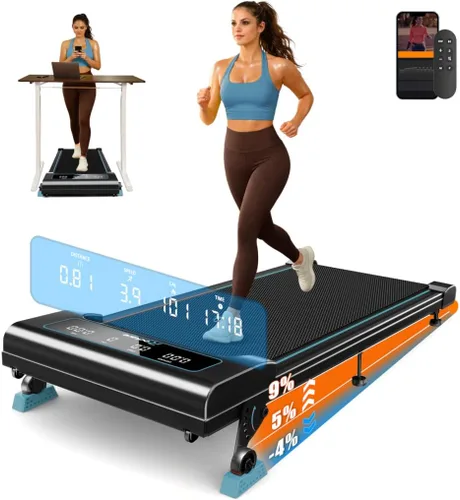 Vista 8 de Walking Pad with Incline 9% & Decline -4% 5 Level, Under Desk Treadmill Negro