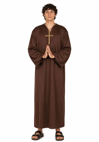 Vista 2 de Disfraz de Túnica de Monje Marrón para Hombre Multicolor