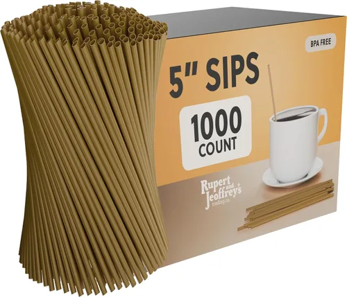 Vista 24 de Pajita Agitadora de Café de Plástico Desechable - Palito Agitador de Sorber de 5 Pulgadas (Negro, 1,000 unidades) Pajitas de café y pajitas