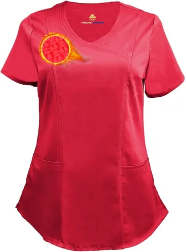 Vista 16 de M&M SCRUBS Camiseta quirúrgica elástica ultra suave con cuello caído y 2 bolsillos para mujer Negro
