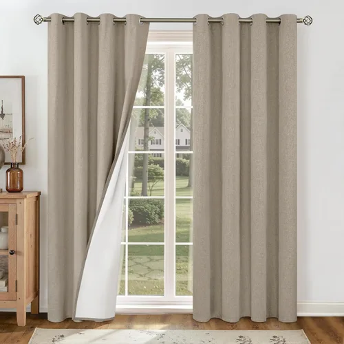 Vista 176 de YoungsTex - Cortinas 100% opacas para dormitorio, con aislamiento térmico y ojales, cortinas oscuras negras con capa pesada para ventana de sala