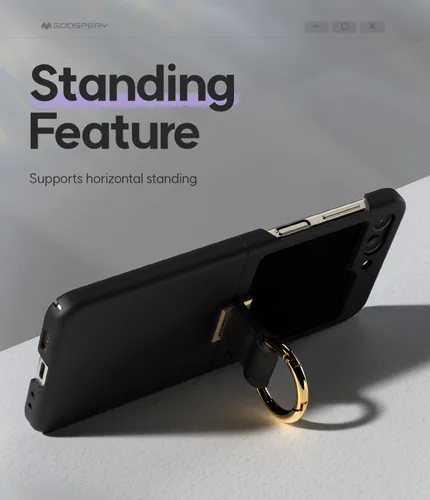 Vista 5 de GOOSPERY Goosepry - Funda con soporte de anillo compatible con Galaxy Z Flip 5, delgada, sólida y resistente, policarbonato duro para protección