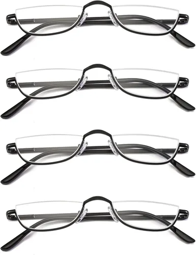Vista 2 de Gafas de Lectura de Media Montura - 4 Pares de Gafas con Marco de Metal de Media Montura con Bisagra de Resorte Lectores para Hombres y Mujeres