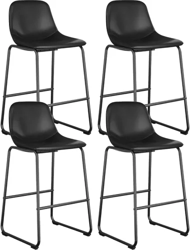 Vista 16 de Rfiver Taburetes de bar de cuero sintético PU Set de 2, Taburetes de pub industriales con respaldo y reposapiés, Sillas de bar modernas sin brazos
