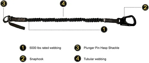 Vista 4 de Fusion Climb Retention Lanyard with Snap Hook and Shackle - Helo Personal