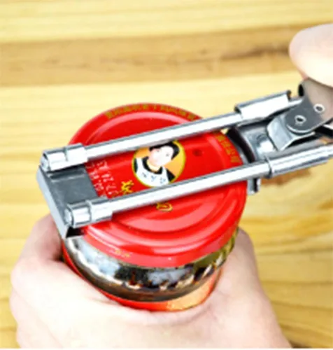Vista 6 de Abrelatas para manos débiles, abrelatas ajustable de acero inoxidable, abridor de tapas apretado, utensilios de cocina, abridor de tarros fácil
