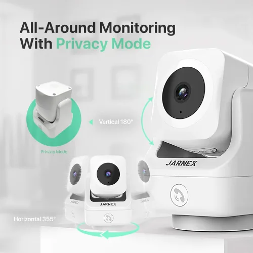 Vista 7 de Cámara de seguridad para el hogar WiFi de 2K con inclinación panorámica 360 HD 2.4GHz, monitores para bebés/mascotas, audio de 2 vías, noche de luz