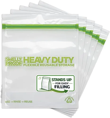 Vista 8 de 50 x HEAVY DUTY 5mils Thick Dishwasher-Safe STAND-UP Reusable Bags, US-MADE, Extra Durable Washable Reclosable Food Storage Extra Large Bags, XXL