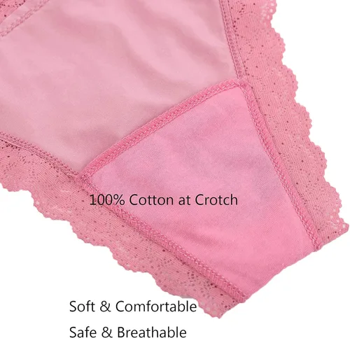 Vista 5 de LEVAO Tangas sexys para mujer, ropa interior de encaje elástico, sin costuras, paquete múltiple S-XL