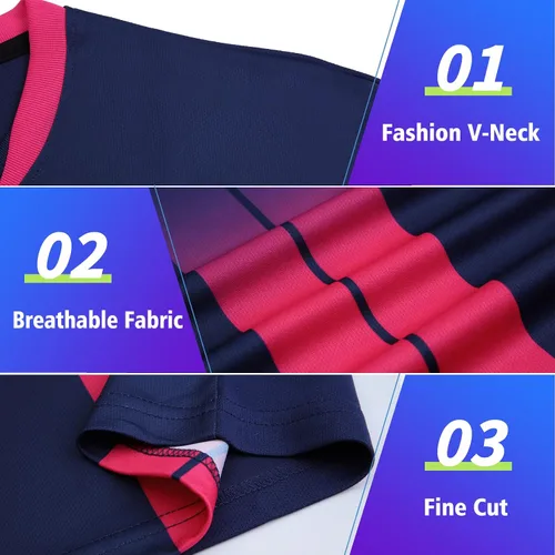 Vista 3 de VIPOKO Personalizar camiseta de fútbol pantalones cortos de manga larga para hombres y niños Número de nombre personalizado uniforme