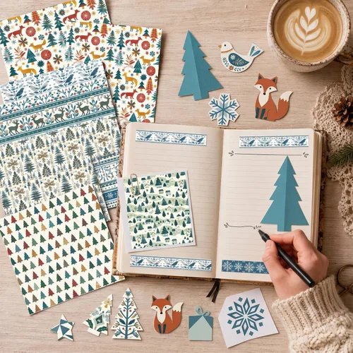 Vista 6 de 24 hojas de papel para álbumes de recortes de Navidad, patrones de 6 pulgadas, suministros diseñados para San Valentín, Navidad, manualidades