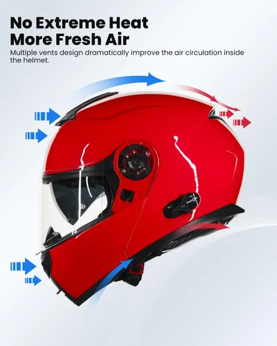 Vista 4 de ILM - Casco de motocicleta con Bluetooth modular, intercomunicación para 2-3 conductores, abatible, de cara completa, con doble visera, aprobado por