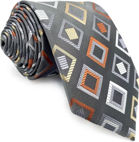 Vista 3 de S&W SHLAX&WING Tie Set for Men Necktie Pocket Square Checkered Blue Grey Party