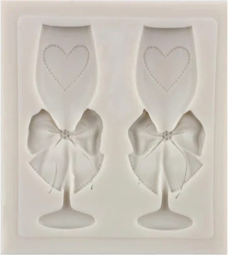 Vista 6 de Sijiangmold Molde de fondant de corazón MR MRS I DO, molde de silicona para decoración de tartas, molde de anillo de copa de vino de champán